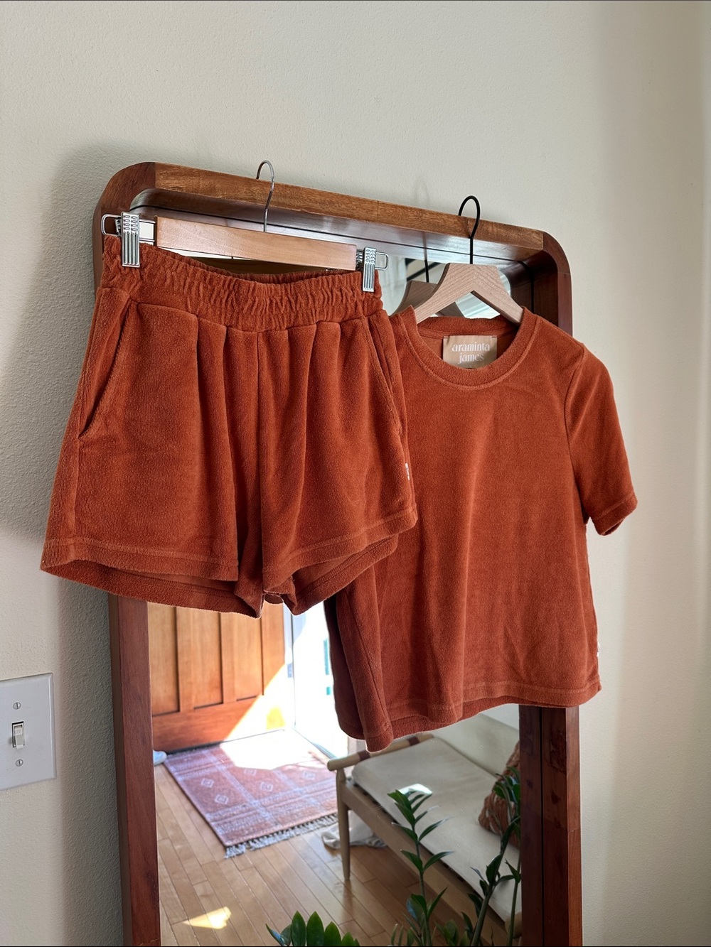 Araminta James Terry Classic Matching Set Rust S Top Shorts